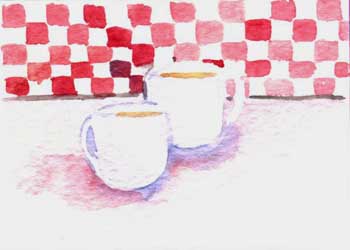 "Meet For Coffee" by Debra Hetzel Hanson, Oconomowoc WI - Watercolor